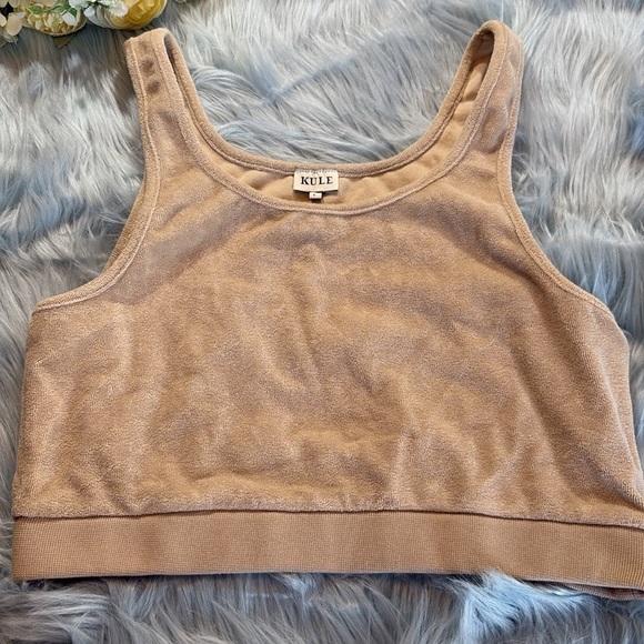 KULE Beige Terry Cloth Crop Tank sz L - Picture 5 of 8